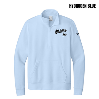 Prime Athletics Baseball Script Logo Women's Club Fleece Half-Zip in Hydrogen Blue with script logo on left chest