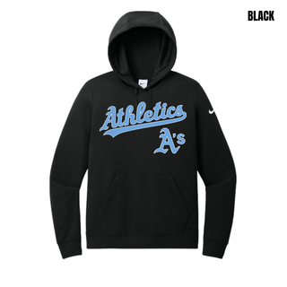 Black Prime Athletics Baseball Script Logo Women's Club Fleece Pullover Hoodie with Athletics script and A's mark