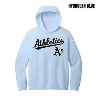 Hydrogen Blue Prime Athletics Baseball Script Logo Women's Club Fleece Pullover Hoodie with Athletics script and A's mark