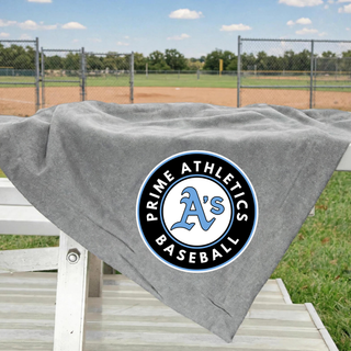 Athletic Heather Grey Prime Athletics Baseball stadium blanket with circle logo draped over baseball field bleachers