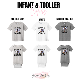 Infant and toddler tees and onesies in heather grey, white, and granite heather
