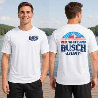 Red White and Busch Light Dri-Fit Performance Top front and back - White
