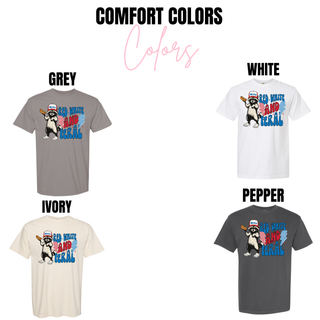 Comfort Colors tee Red White and Feral in grey, white, ivory, pepper
