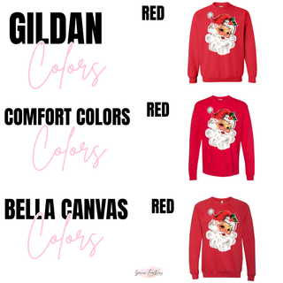 Retro Santa Face Top Gildan, Comfort Colors, and Bella Canvas color options - Red