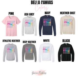 Bella Canvas retro stacked nurse top in pink, ash grey, navy, heather dust, athletic heather, deep heather, white, and black
