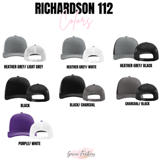 Richardson 112 trucker hat color options available for the Royal Valley Panthers football hat