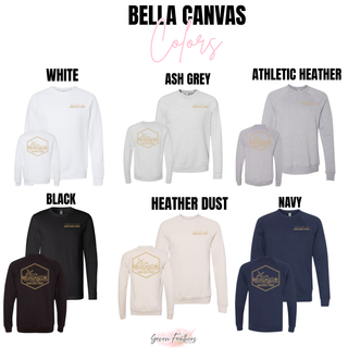 Rooted in agriculture Bella Canvas color options white ash grey athletic heather black heather dust and navy