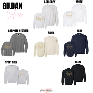 Rooted in agriculture Gildan color options ash grey white graphite heather sand navy sport grey and black