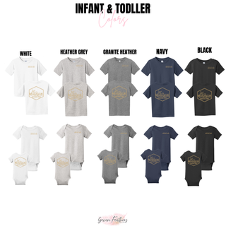 Rooted in agriculture infant and toddler color options white heather grey granite heather navy and black