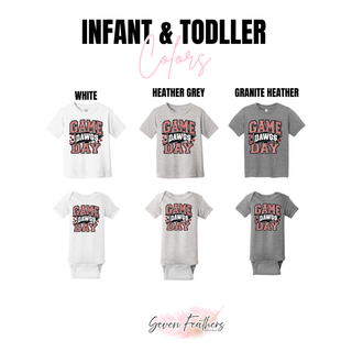 Rossville Bulldawgs Game Day Pennant Top infant and toddler color options: White, Heather Grey, and Granite Heather