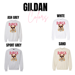 Rossville Bulldawgs Glam Shirt - ash grey, white, sport grey, sand Gildan crewneck options
