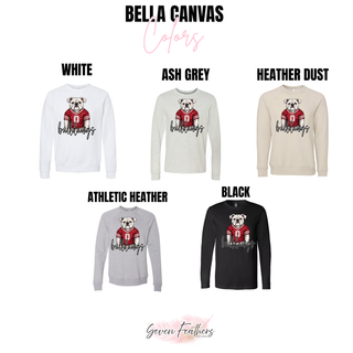 Rossville Bulldawgs Jersey Dawg Bella Canvas crewneck in white, ash grey, heather dust, athletic heather, and black
