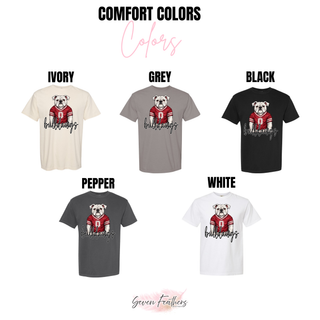 Rossville Bulldawgs Jersey Dawg Comfort Colors tee in ivory, grey, black, pepper, and white
