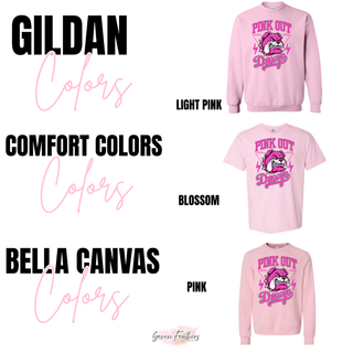 Rossville Bulldawgs Pink Out Top on Gildan Light Pink, Comfort Colors Blossom, and Bella Canvas Pink blanks