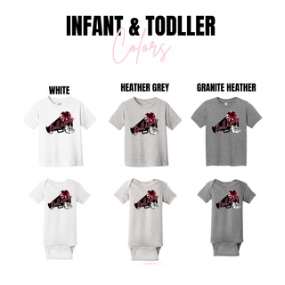Rossville Bulldawgs Rally Call infant tees and onesies in white, heather grey, and granite heather
