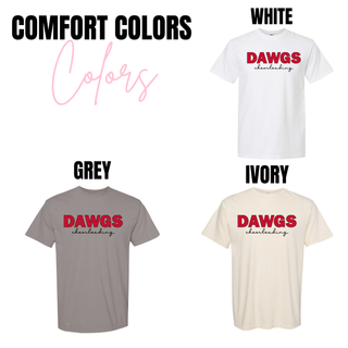 Rossville Dawgs Cheerleading Shirt Comfort Colors tee in white, grey, ivory