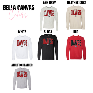 Rossville Dawgs Collegiate Classic Top in Bella Canvas Ash Grey, Heather Dust, White, Black, Red, and Athletic Heather