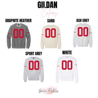 Rossville Dawgs custom number jersey top Gildan color options in Graphite Heather, Sand, Ash Grey, Sport Grey, and White