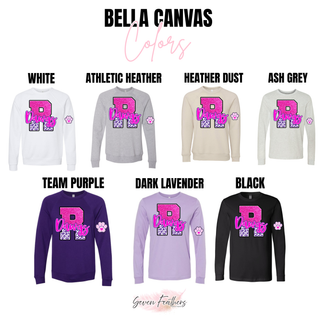 Bella+Canvas styles and colors with the Rossville Dawgs pink faux-glitter block R, leopard print, and Dawgs script