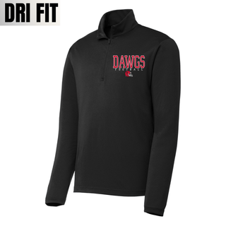 Black Rossville Dawgs Football Game Time dri-fit performance quarter zip with Dawgs Football and helmet graphic
