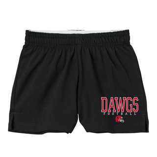 Black Rossville Dawgs Football Game Time jersey knit squad shorts with Dawgs Football and Rossville helmet graphic

