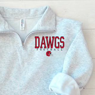 Ash grey Rossville Dawgs Football Game Time quarter-zip pullover with Dawgs Football and Rossville helmet graphic
