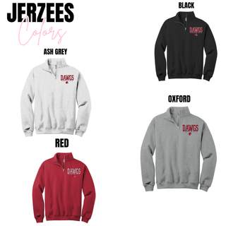 Rossville Dawgs Football Game Time quarter-zip pullover color options in ash grey, black, red, and oxford
