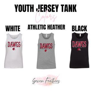 Rossville Dawgs Football Game Time youth jersey tank colors in white, athletic heather, and black
