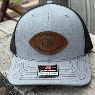 Front view of Rossville Dawgs football leather patch Richardson 112 hat