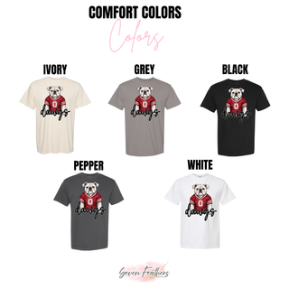 Rossville Dawgs Jersey Comfort Colors tee in ivory, grey, black, pepper, and white
