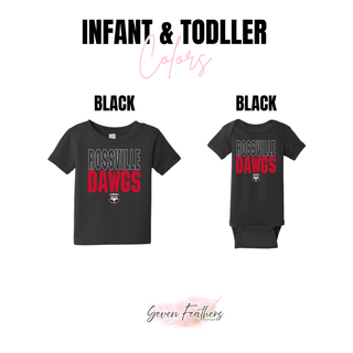 Rossville Dawgs The Standard infant tee and onesie in black with Rossville Dawgs bold design

