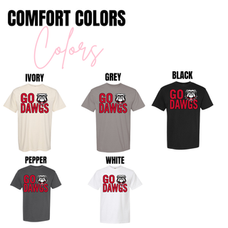 Rossville Go Dawgs Bold Comfort Colors tee in ivory, grey, black, pepper, and white with bulldog mascot
