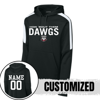 Rossville How 'Bout Them Dawgs fan favorite hoodie showing front design and customized name and number on back
