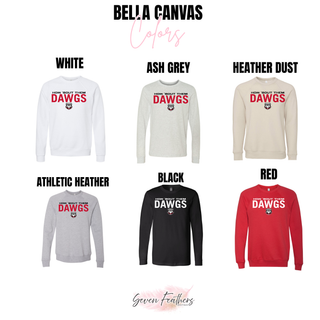 Rossville How 'Bout Them Dawgs Top in Bella Canvas White, Ash Grey, Heather Dust, Athletic Heather, Black, and Red