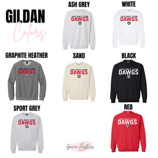 Rossville How 'Bout Them Dawgs Top in Gildan Ash Grey, White, Graphite Heather, Sand, Black, Sport Grey, and Red