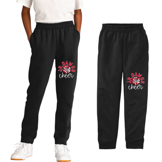 Black Port and Co Core Fleece Joggers with red JR. DAWGS cheer design on left leg, youth and adult sizing