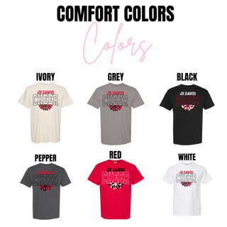 Comfort Colors Rossville Jr Dawgs Cheer short sleeve tees in Ivory, Grey, Black, Pepper, Red, and White
