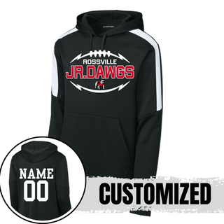 Black Sport-Tek Fan Favorite Hoodie with ROSSVILLE JR. DAWGS design on front and customized NAME 00 option on back
