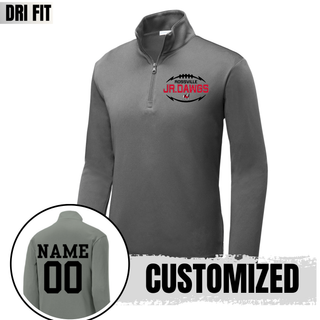 Gray Dri-Fit performance quarter zip with ROSSVILLE JR. DAWGS design on left chest and customized name and number option on back