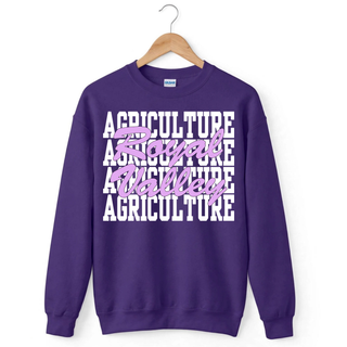 Royal Valley Agriculture purple Gildan crewneck sweatshirt - Seven Feathers Boutique