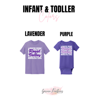 Royal Valley Agriculture purple infant onesie and lavender toddler t-shirt - Seven Feathers Boutique