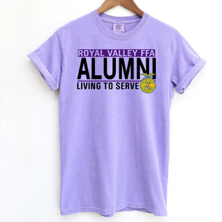 Lavender Royal Valley alumni living to serve top with ag program eagle emblem on hanger