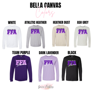Royal Valley Block FFA Alumni Top long sleeve and crewneck color options in purple and lavender