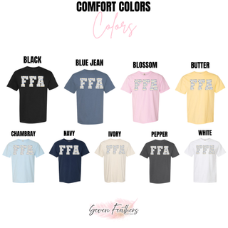 Royal Valley Blue Daisy Ag Top color options in black, blossom, butter, chambray, navy, and ivory