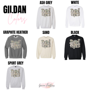 Royal Valley camo bow Gildan crewneck sweatshirts in six colors