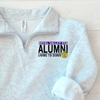 Royal Valley FFA Alumni Living to Serve quarter-zip in Ash Grey, left chest design