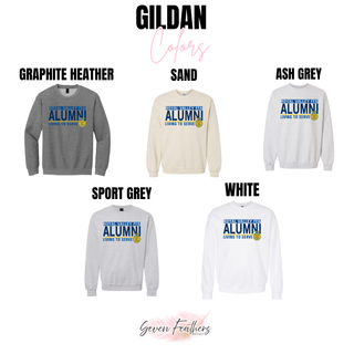 Graphite heather, sand, ash grey, sport grey, and white Gildan color options for Royal Valley FFA Alumni Living to Serve top