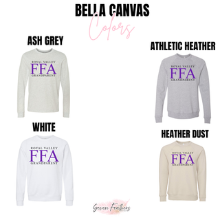 Royal Valley Grandparent top shown in ash grey, athletic heather, white, and heather dust color options