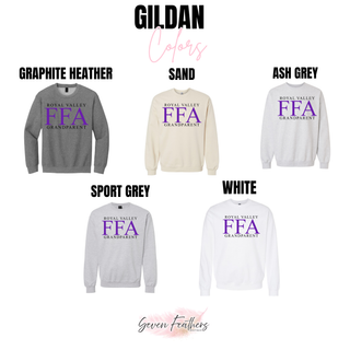 Royal Valley Grandparent sweatshirt shown in graphite heather, sand, ash grey, sport grey, and white