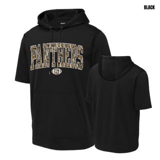 Royal Valley Jr. Panthers Camo Football Short Sleeve Performance Hoodie in black